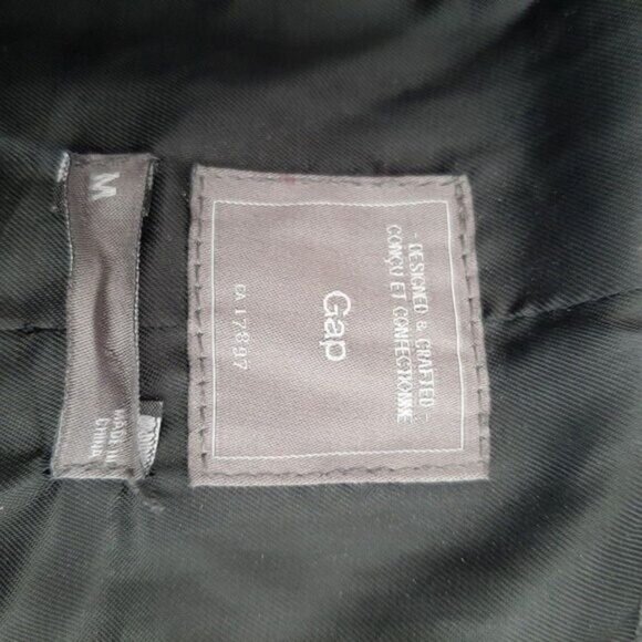 GAP Short Moto Coat Jacket Wool Blend Grey Sz M - Picture 13 of 14